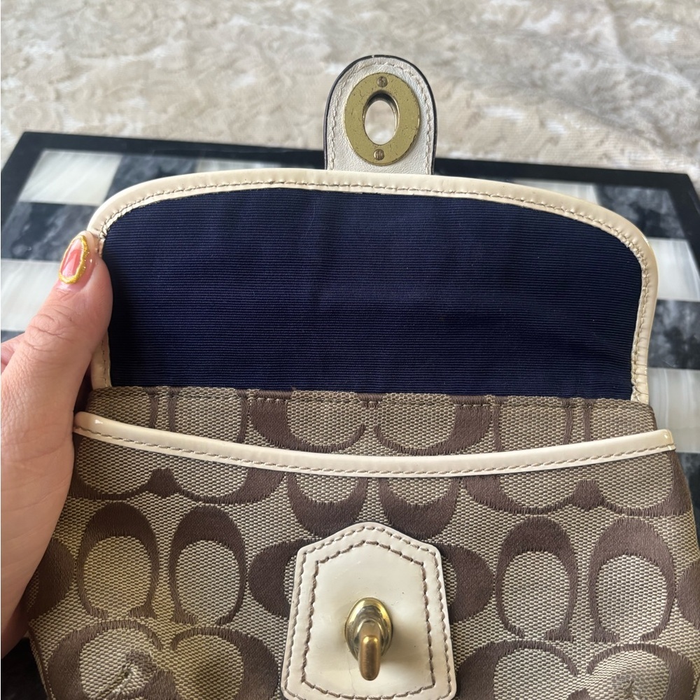 Coach Brown and Cream Wristlet - Picture 7 of 8